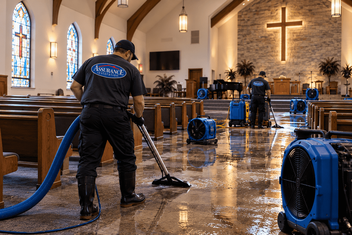 Water Damage in a Tulsa Church: What to Do First